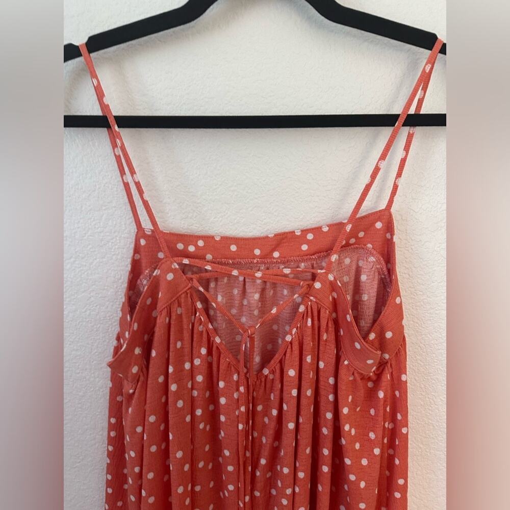 Lefties Size L Coral Polka Dot Maxi Dress - Picture 3 of 6